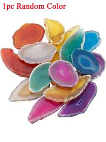 1/7/10/15/20 viên đá mã não lát Geode số lượng lớn Đá mã não để bàn trượt Mặt dây chuyền mã não Pha lê chữa bệnh bất đối xứng Đá mã não nhiều màu Trang trí bàn bất đối xứng cho phòng gia đình Trang trí trang sức tự làm, không khoan (Ngẫu nhiên) - màu sắc ngẫu nhiên - Xem 8