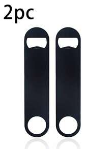 2入組7英寸不銹鋼扁型啤酒瓶開瓶器，配有精美包裝，適用於廚房、酒吧或餐廳，黑色，啤酒，罐頭開瓶器 - 黑色 - 查看 1