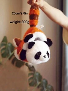 Un muñeco de peluche de animal de peluche reversible de panda a mapache - Multicolor - Ver 4