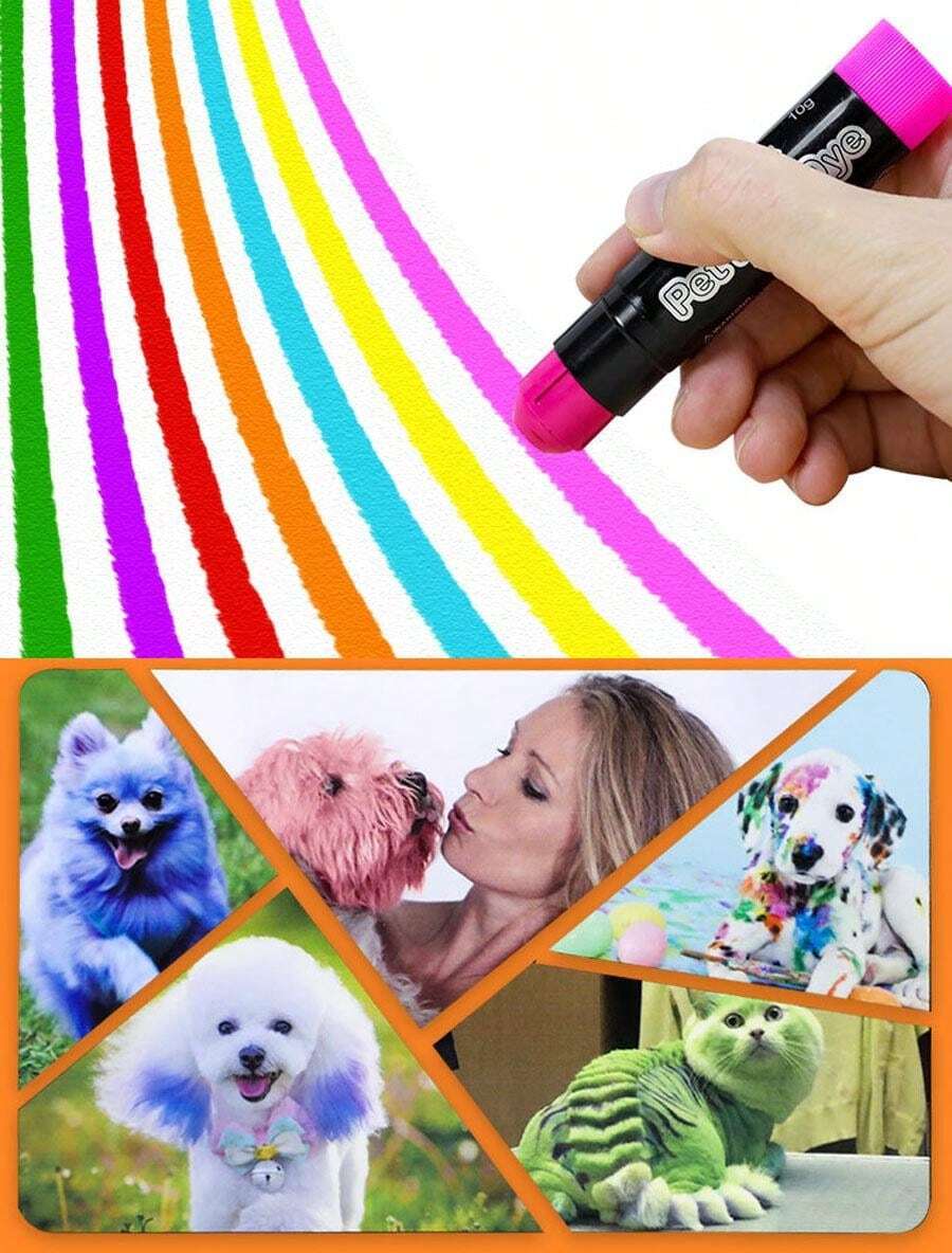 1 Box Of 12Piece Pet Hair Dyeing Crayon Set, WaterSoluble Dye Crayon