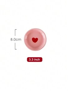 1 Set Pink Heart-Shaped Ceramic Dinnerware Set, Highly Attractive Ins Household Tableware, Including 3.3-Inch Dish, 4.5-Inch Bowl, Heart-Shaped Spoon, Handled Cup, 6-Inch Noodle Bowl, 7.8-Inch Plate, Chopsticks; Ideal Housewarming Gift With Creativity And Aesthetic Appearance School Supplies,Christmas Gift