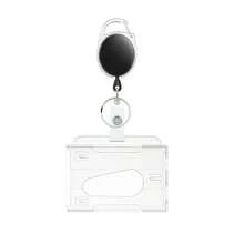Best-Selling Oval Egg-Shaped Retractable Clip Dual-Use Clear PS ID Card Holder