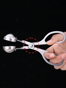 1pc Meatball Machine,Two Styles Shipped At Random, Stainless Steel, Non-Stick Meatball Machine, Pliers, Cake Meatball Machine With Cookie Dough Ice Tongs, Kitchen Spoon, Kitchen Gadgets, Kitchen Supplies, Kitchen Tools, Kitchen Stuff, Kitchen Utensils - Silver - View 8