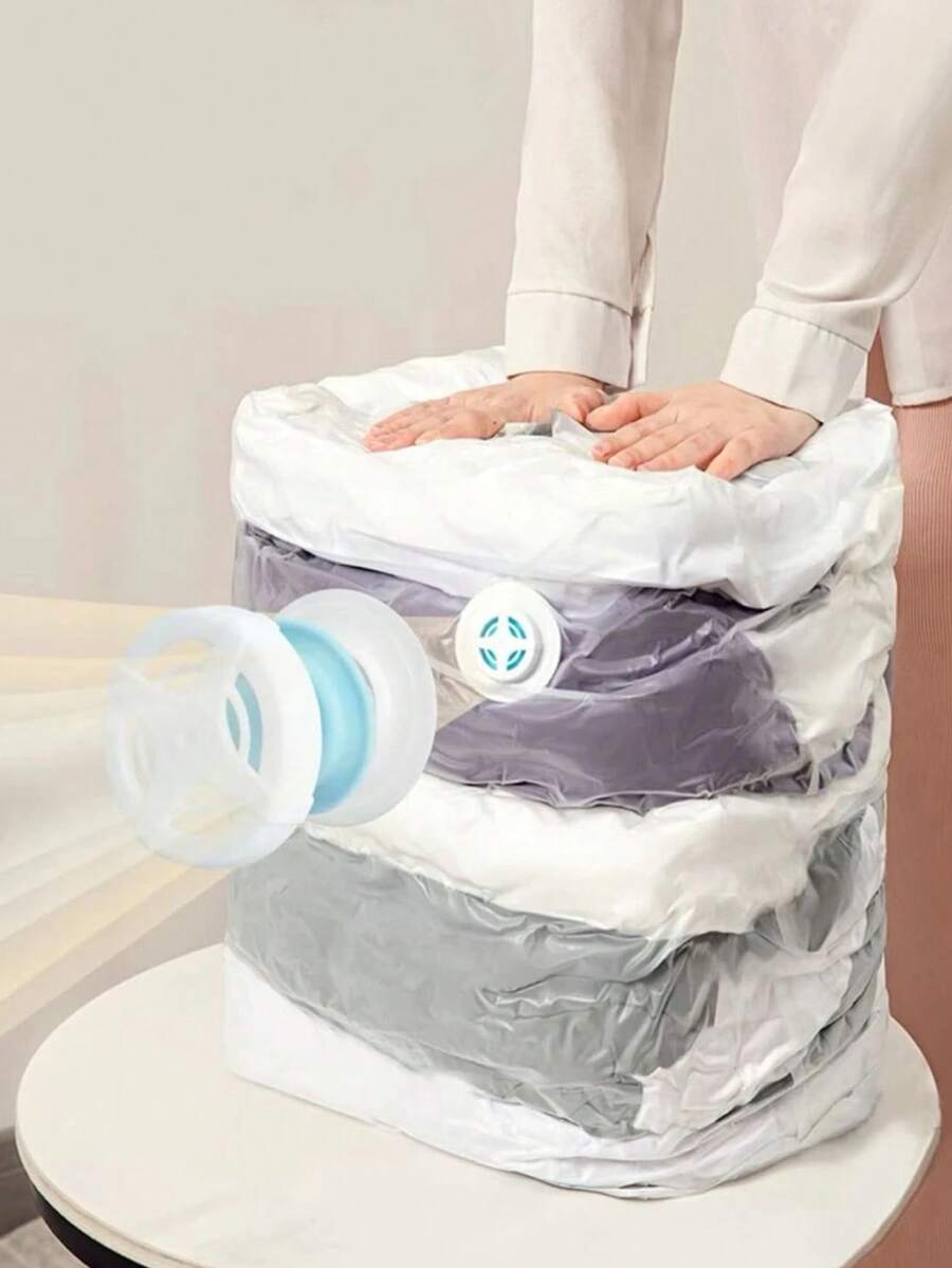 2 个透明大号空气真空袋，普通衣服收纳袋，适用于家庭房间装饰家居装饰秋季装饰卧室装饰 - 透明 - 查看 1