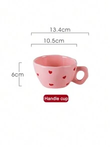 1 Set Pink Heart-Shaped Ceramic Dinnerware Set, Highly Attractive Ins Household Tableware, Including 3.3-Inch Dish, 4.5-Inch Bowl, Heart-Shaped Spoon, Handled Cup, 6-Inch Noodle Bowl, 7.8-Inch Plate, Chopsticks; Ideal Housewarming Gift With Creativity And Aesthetic Appearance School Supplies,Christmas Gift
