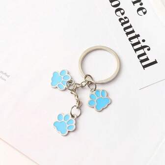 1入組卡通寵物爪形鑰匙扣，可愛鑰匙扣，適用於錢包、包包、背包、汽車鑰匙，耳塞盒配件，適用於女士、女孩、狗/貓媽媽禮物