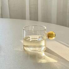 1 Máy Tính Hàn Quốc Ins Phong Cách Cốc Thủy Tinh Bình Đựng Sữa Có Tay Cầm Bóng Tròn nhỏ Cốc Đo Sữa/Cà Phê - Nhiều màu - Xem 9