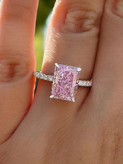 Newsoul 1 Pc Elegant Romantic Glamorous S925 Sterling 4 Carat White Ice Cut  Ring Women's Ring Women Fine Jewelry Party Gift For Women Ladies Jewellery