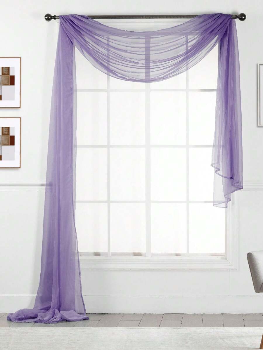 216" Long Sheer Window Curtain Valance/Scarf Great Value 25 Colors - Màu tím - Xem 1