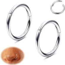 5/10 Cái/lô 14G 16G 18G 20G Mũi Nhẫn Vòng Thép Không gỉ Bản Lề Phân Đoạn Vòng Vòng Mũi Clicker Vòng Tragus Xoắn Sụn Daith Rook Bông Tai Trang Sức Khuyên Dành Cho Nữ - tròn - Xem 16