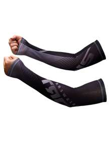 1 双黑色防紫外线冰丝面料袖套，透气速干，适合户外运动、驾驶、旅行、春夏穿着，白色手套式臂套，秋季穿搭男士礼物 - 黑色 - 查看 3