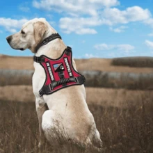 5pcs Set Service Dog Vest, No Pull Dog Chest Harness And Leash Set, With 2 Poop Bag Holder And 1 Collapsible Dog Bowl Adjustable Oxford Reflective Dog Vest Strap Handle,  For Outdoor Walking Training, Easy Control For Small, Medium And Large Dogs - Black - View 7