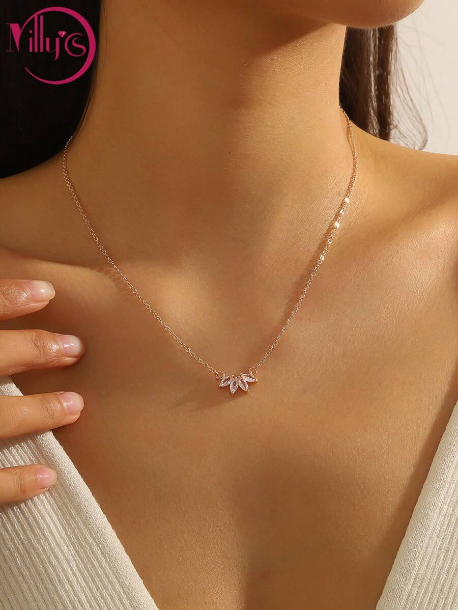 1 chiếc vòng cổ mặt dây chuyền hình nơ đính đá Zirconia khảm đồng dành cho nữ, sử dụng hàng ngày và làm quà tặng