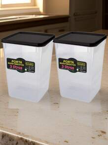 Kit 2 Porta Mantimento Hermético Super Vedação 3l Empilháveis Cabe 2kg Alimento