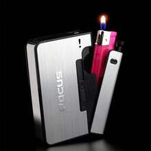 10-Pack Cigarette Case Lighter Box Portable Metal Cigarette Case Creative Fuel Lighter Gadget For Men - Black - View 3