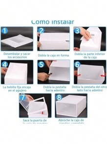 6/12 Pzs Zapatera Organizador Caja de Almacenamiento Zapatos Tenis Armable Apilable Tenis Tacones Botas - Verde - Ver 4