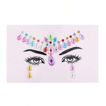 5pcs Random Color Face Decor Stickers For Stage Performance Or Party Makeup, Rhinestone Gems For Forehead - Random 5pcs - View 10