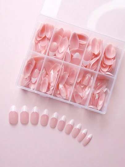 120 pièces Boîte d'ongles en forme d'amande roses Ongles français blancs à presser Ongles en forme d'amande à presser Ongles acryliques clairs pour jeunes filles. Ongles à presser en forme d'amande Ongles acryliques clairs pour jeunes filles Kit d'ongles en amande comme idée de cadeau Ongles faux carrés clairs Paquet d'ongles Fournitures pour ongles