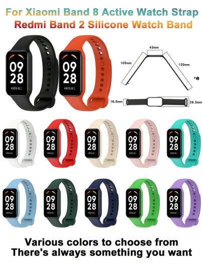 1 pieza Compatible con la correa de reloj Band 8 Active, correa de reloj de silicona Redmi Band 2 para hombres y mujeres como regalo para estudiantes que regresan a la escuela