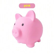 Cute 10cm Piggy Bank Coin Bank With Removable Rubber Stopper, Anti-Fall Savings Pot For Financial Management, Great Gift For Kids' Birthday - Pink - View 6