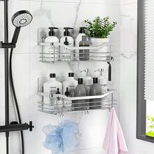 2 Giá Treo Đồ Tắm Có Keo Dán Kèm 5 Móc Treo, Giá Để Đồ Phòng Tắm Bằng Thép Không Gỉ Chống Gỉ, Kệ Đựng Đồ Tắm Dung Tích Lớn, Không Cần Khoan, Giá Treo Đồ Tắm Có Keo Dán Liền Mạch, Thích Hợp Để Lưu Trữ Đồ Trong Phòng Tắm Và Trang Trí Nhà Cửa - Nhiều màu - Xem 6