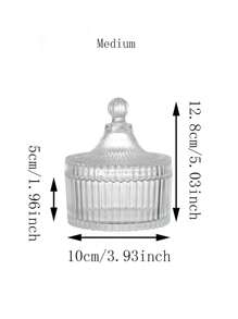 1pc Transparent Glass Storage Jar With Lid For Jewelry, Candle Holder, Gift, Storage Container Back To School,Room Decor - Clear - View 12