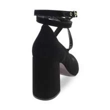 Sapato Salto Grosso Médio Boneca Fechado P112 Confortável sapatos feminina elegante