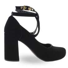 Sapato Salto Grosso Médio Boneca Fechado P112 Confortável sapatos feminina elegante