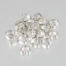 50 piezas Conectores espaciadores en forma de corazón de plástico CCB de doble agujero para collar, pulsera, aretes y dijes de joyería, accesorios para llaveros y suministros para manualidades hechas a mano
