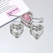 50 piezas Conectores espaciadores en forma de corazón de plástico CCB de doble agujero para collar, pulsera, aretes y dijes de joyería, accesorios para llaveros y suministros para manualidades hechas a mano