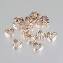 50 piezas Conectores espaciadores en forma de corazón de plástico CCB de doble agujero para collar, pulsera, aretes y dijes de joyería, accesorios para llaveros y suministros para manualidades hechas a mano