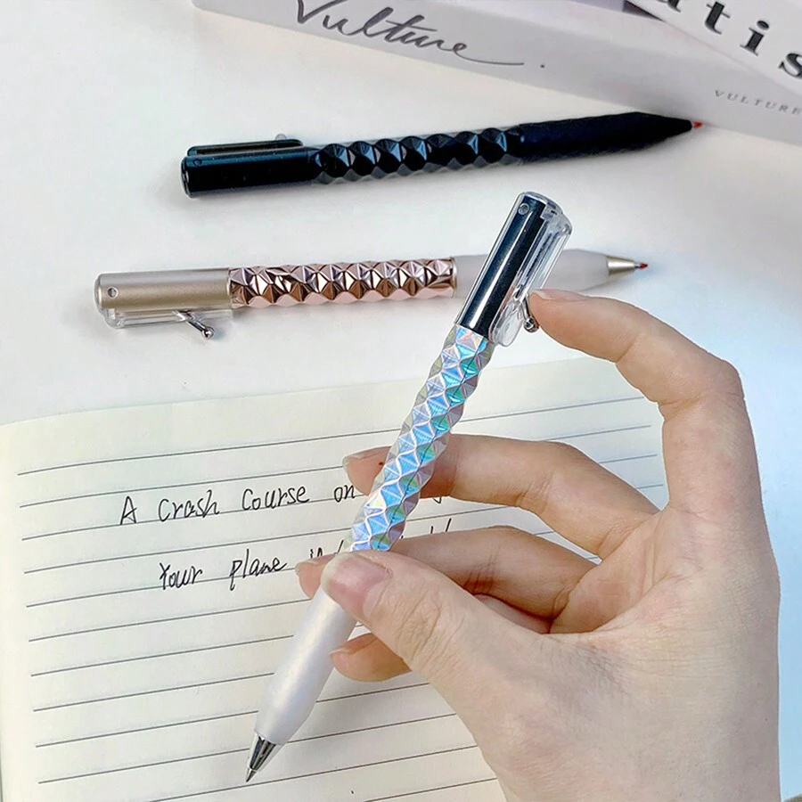 Geometric Deformation Pen For OCD, Diamond Cut Neutral Black Quick-Drying Pen, Unique Creative Stationery For Stress Relief