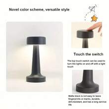 A Dumbbell Model LED Rechargeable Small Table Lamp With Three Lighting Modes, Bedroom, Restaurant, Bar Decoration - Gold - View 7