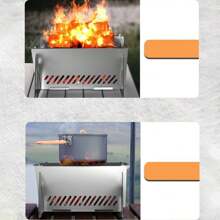 Stainless Steel Folding BBQ Grill For Home Outdoor Charcoal Barbecue, Smokeless Portable Grill With Foldable Kabob Skewers - Silver - View 6