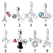 1 peça Pingente da Série de Viagens de Avião, Pingente de Jóias DIY de Torre Eiffel Globo de Bilhete Com Gato & Cachorro, Presente Ideal Para Fazer Pulseiras DIY Delicadas