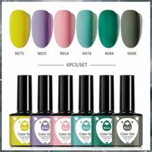 XEIJAYI XEIJAYI 6Pcs 7.3Ml Nail Gel Polish Set UV LED Soak Off Gel Polish: Get Creative With Colorful Mousse Gel Nail Polish For Home Salon Nail Art DIY For