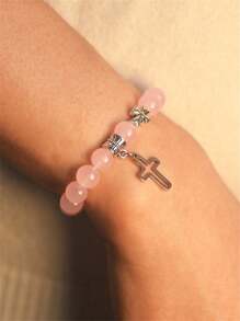 2pcs Cross Matching Bracelets For Bf And Gf 2 3 Best Friend Friendship Bracelets For Women Men Couple Glass Beads Pendant Sideways Bangles