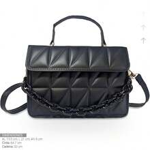 Shendy Vendy Women's Metal Chain One Shoulder Crossbody Bag - Black-brown - 查看 4