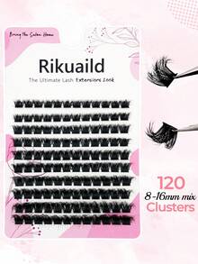 120入組蓬鬆凌亂束狀睫毛，厚D捲嫵媚單根睫毛8-16mm混合自然卷曲睫毛延長 - D - 查看 3