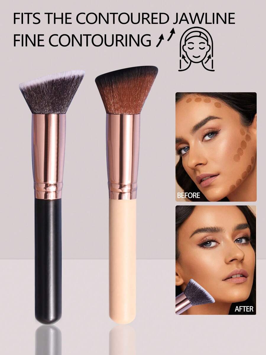 1 pieza Brocha de contorno angulada de primera calidad para rubor, polvo suelto, contorno, sombreado nasal y esculpido, herramienta de maquillaje multifuncional,pinceles de maquillaje brochas para maquillaje cepillo maquillaje pincel maquillaje pinceles para maquillaje