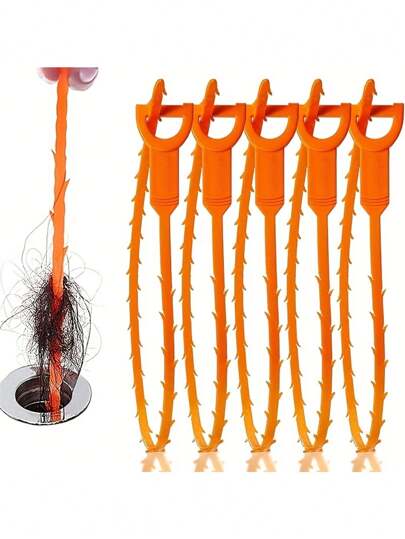 5 peças 19,6 Polegadas Ferramenta Removedora de Entupimento de Drenagem, Removedor de Cabelo e Entupimentos, Removedor de Entupimentos de Drenagem de Chuveiro, Cobra para Pia e Ralo, Removedor de Cabelo de Drenagem para Chuveiro, Pia de Cozinha, Banheira e Acessórios de Banheiro