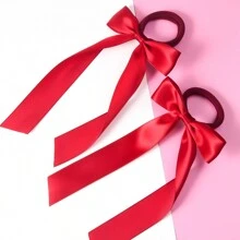 2pcs Girl's Polyester Long Ribbon Hair Ties, Fashionable And Personalized Cheapest Items Available, Movie Star Series Daily Dress Up Hair Accessories