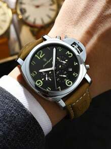 Luxury Sports Watch For Man Waterproof Luminous Date Chronograph Men Watch Leather Quartz Men's Watches Clock As A Gift For Students Returning To School