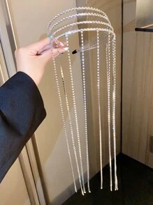 topshiny Fashionable Luxurious Multi-Layer Rhinestone Tassel Headband, High-End And Exquisite Hair Accessory For Women,Y2k,Hairband ,Hair Hoop,Hairband,Hair Hoop Headbands Head Accessories