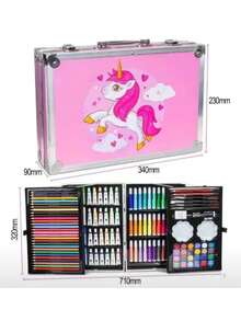 Set de Arte Profesional en Maletín Portátil, Kit Completo de Dibujo y Pintura con Lápices, Marcadores, Pinturas y Accesorios, Ideal para Niños, Estudiantes y Artistas - Rosa - Ver 3