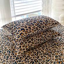 Juego de ropa de cama de 3 piezas con estampado floral, estrella y bendición - 1 sábana ajustable + 2 fundas de almohada, juego de ropa de cama de algodón con aloe vera, suave, transpirable, cómodo y elegante, adecuado para dormitorio, lavable a máquina, para todas las estaciones