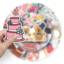 50 Peças Adesivos Engraçados e Fofos para Casamento à Prova d'Água DIY para Telefones, Laptop, Skate, Criativo, Grafite, Carro, Adesivo de Motor, Volta às Aulas, Suprimentos Escolares - Multicolorido - Visão 8
