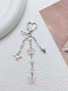 2pcs Women Y2K Handmade Beaded Pendant Charm, Heart-Shaped Magnetic Wing Bag/Key Chain Decor, Gift For Couples, Best Friend, Family, Valentine's Day Valentines Car Accessories Bag Charm School Cute Goth - Beaded Keychain - View 6