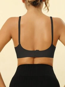 Invisible Buckle Soft Support Seamless Bra With Jelly Strips, Lingerie - Black - View 2