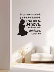 1 peça Adesivo de Parede em Espanhol Bíblia Salmo 4:8 Cristão Jesus Oração Decalque Decoração de Casa Para Sala de Estar Quarto
